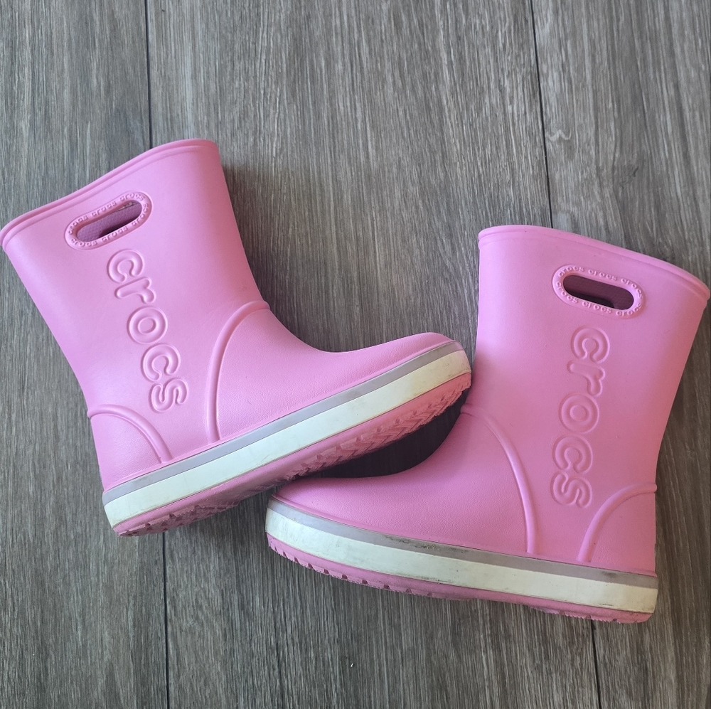 CROCS Kids Pink Rain Boots
